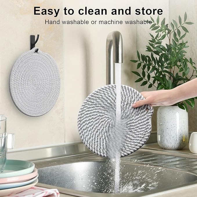 7" Trivets for Hot Dishes, 6 Pack Hot Pads for Kitchen Counter & Dining Table, Heat Resistant | Scratches | Stains Cotton Trivets for Hot Pots and Pans