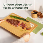 Keechee 2Pcs Cutting Board with Non-slip Mat, Bamboo Cutting Boards for Kitchen Meal Prep & Serving - Wood Serving Board Sets with Deep Juice Groove Ideal Kitchen Gifts