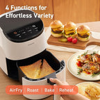 COSORI Small Air Fryer Oven 2.1 Qt, 4-in-1 Mini Airfryer, Bake, Roast, Reheat, Space-saving & Low-noise, Nonstick and Dishwasher Safe Basket, 30 In-App Recipes, Sticker with 6 Reference Guides, White