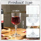Plastic Wine Glasses, Plastic Goblets Vintage Style Cordial Unbreakable Drinking Glasses, Reusable Drinkware for Wedding Reception, Grand Event Party Supplies (100, Transparent)