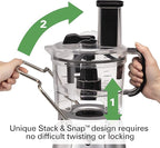 Hamilton Beach Stack & Snap 8-Cup Food Processor & Vegetable Chopper with Adjustable Slicing Blade, Built-in Bowl Scraper & Storage Case, Silver (70820)