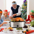 Roaster Oven, 20Qt Turkey Roaster Oven with Self-Basting Lid, 1450W Electric Roaster Pan with Cool-Touch Handles, Stainless Steel with Removable Pan and Rack, Silver
