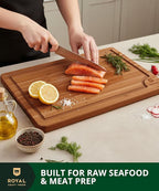 ROYAL CRAFT WOOD Wooden Cutting Boards for Kitchen Meal Prep & Serving - Bamboo Wood Serving Board Set with Deep Juice Groove Side Handles - Charcuterie & Chopping Butcher Block for Meat