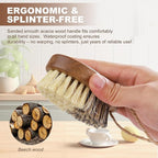 2 Pack Wooden Vegetable Brush for Food - Dual Bristle Potato Brush Scrubber with Hanging Rope | Natural Compostable Kitchen Vegetable Scrubber for Potatoes, Carrots, Fruits