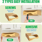 Bamboo Paper Plate Dispenser Under Cabinet for 10 Inch Paper Plates - Plate Organizer for Cabinet – Storage Paper Plate Holders Reusable for Kitchen organizer and Plastic Dinner Plates Disposable
