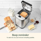 Cuisinart Bread Maker Machine, Stainless Steel Automatic Bread Machine with 12 Menu Options, 3 Loaf Sizes up to 2 Lb., 3 Crust Colors, Removable Nonstick Baking Pan & Kneading Paddle, CBK-110NAS