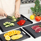 Extra Large Cutting Boards, Plastic Cutting Boards for Kitchen (Set of 3) Cutting Board Set Dishwasher Chopping Board with Juice Grooves Easy-Grip Handles, Dark Grey, Empune