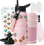 DYSANKY National Parks Water Bottle – 32 oz Insulated Stainless Steel Bottle with 63 Hand-Drawn Park Stickers, Carrier Bag, Strap & Gift Box – BPA-Free – Ideal for Hiking, Camping & Travel