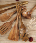 Wooden Utensil for Cooking, Wood Kitchen Utensils Cooking Set Teak Wood Spoons set for Cooking,Spatulas Non-Stick for Cookware Kitchen Spoon (7)