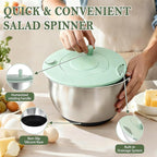 Unokit Stainless Steel Salad Spinner - Large Spinner with Non-Slip Base and 5 Blade Slicers, Dishwasher Safe Lettuce Spinner for Efficient Salad Preparation and Food Washing in Kitchen