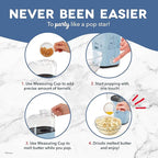 Disney Dash Fresh Pop Popcorn Maker - Oil-Free, Air Popcorn Popper - With Measuring Cup & Recipe Guide - Perfect for Movie Nights - 16 Cups, Stitch