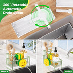 Sponge Holder for Kitchen Sink,Sink Caddy with Removable Dish Brush Holder,Self-Draining Kitchen Countertop Organizers and Storage Essentials,Soap Dispenser Organize and Home Decor-Green