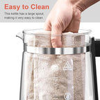 1200w Electric Kettle, 1.5L Borosilicate Glass tea kettle, Hot water kettle electric for Coffee or Tea, BPA Free, Auto Shut-Off, Stainless Steel, Fast Boil, Black