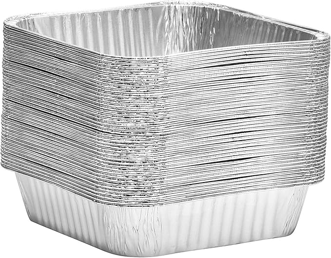 8x8 Disposable Aluminum Pans - 10 Pack Foil Pans For Cooking, Baking Cakes, Roasting & Homemade Breads - Disposable Food Containers
