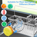 Sponge Holder for Kitchen Sink 304 Stainless Steel Self-Draining Sink Caddy with Smiley Face Sponge and Brush Holder Towel Bar and Divider Kitchen Gadgets Organizer for Countertop, Silver