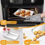 Homikit 1 Pack Baking Sheet, 10 x 8 Inch Stainless Steel Cookie Tray Set for Cooking Toasting, Small Metal Toaster Oven Baking Pan Non Stick, Rustproof & Mirror Finish, Dishwasher Safe