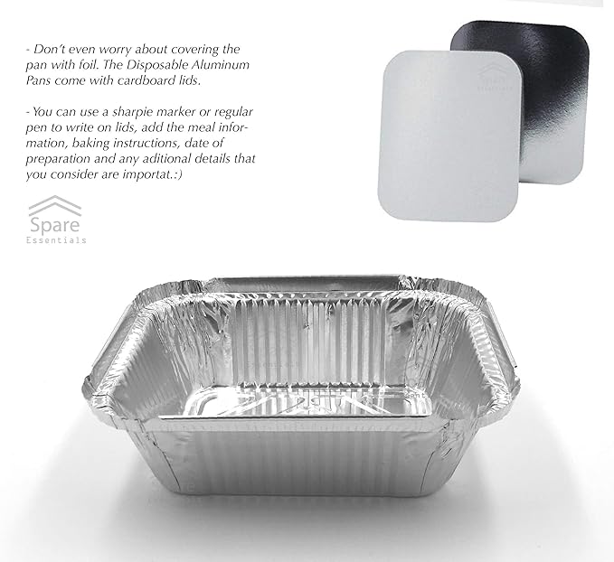 110 Pack - 1LB Small Foil Pans with Lids - Aluminum To Go Food Containers with Lids - 1lb Mini Aluminum Pans - Freezer Safe Foil Take out Trays - Heat proof Meal Prep Containers