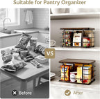 2 Pack Extra Large Pantry Baskets with Bamboo Top,Stainless Steel Trash Bag Dispenser for Kitchen Sink and Laundry Room Organization,Brown
