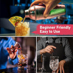24oz Cocktail Shaker Set Martini Shaker Set Bartender Set with Margarita Mixer Drink Shaker, Measuring Jigger and Mixing Spoon - Professional 18/8 Stainless Steel Bar Tools (Rose Gold)