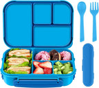 Amathley Lunch Box Kids,Bento Box Adult,Leakproof Lunch Containers for Adults/Kids/Toddler,1200ML-4 Compartments bento Lunch box with Utensil,Microwave & Dishwasher & Freezer Safe (Blue)