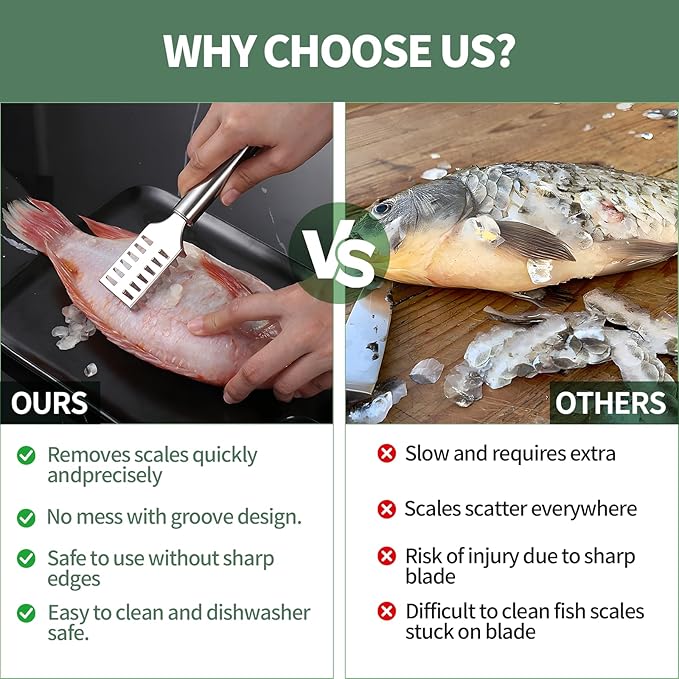 2 PCS Fish Scaler, Stainless Steel Fish Scale Remover, Fish Descaler Tool with Serrated Blade Design, Ideal for Home, Kitchen, Seafood Markets, and Professional Use