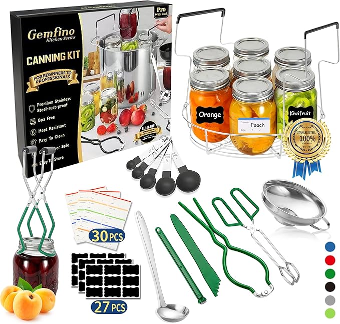 Gemfino Canning Supplies Starter Kit with Canning Rack,Canning Kit for Beginners