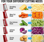 Zulay Kitchen Rotary Cheese Grater 5 Blade Cheese Shredder - Manual Hand Crank Cheese Grater With Reinforced Suction & 5 Interchangeable Drums - Easy to Use, Vegetable Chopper Round Mandoline Slicer