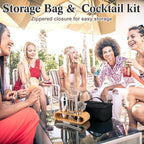16 Pcs Bartender Kit Bag with Stand Portable Cocktail Shaker Set, 25oz Stainless Steel Barware Kit with Jigger, Strainer, Spoon, Ice Tongs, Gift for Cocktail Lover Travel