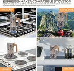 Uncoated 4 Cup Moka Pot 304 Thickened Stainless Steel Coffee Maker Stovetop Espresso Coffeemaker Italian Classic Style Brewing Greca Cafe Mocha Machine for Cafeteras Camping Travel Home 200ml 6.6oz