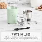 Martha Stewart Electric Coffee & Spice Grinder, Dual 2.5oz Removable Bowls, Storage Lids, Stainless Steel Blades, One Touch Pulse Control, 2-in-1 Compact, Beans & Spices, Herbs & Nuts, Honeydew Green