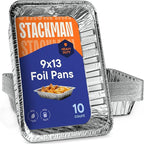 Aluminum Pans 9x13 Disposable Aluminum Foil Pans [10-Pack] Large Baking Pan Trays - Heavy Duty Tin Tray Half Size Chafing Dishes. Food Containers for Roasting, Cooking, Heating or Steam Table