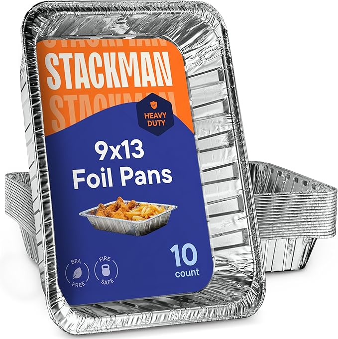 Aluminum Pans 9x13 Disposable Aluminum Foil Pans [10-Pack] Large Baking Pan Trays - Heavy Duty Tin Tray Half Size Chafing Dishes. Food Containers for Roasting, Cooking, Heating or Steam Table
