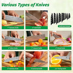 FULLHI Knife Set, 14pcs Japanese Knives Set, Multiple Colour Premium German Stainless Steel Chef Knife Set