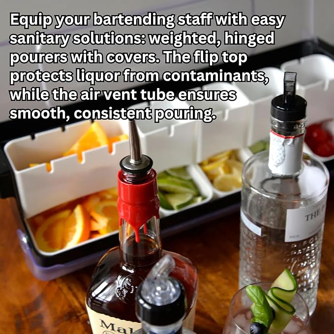 TableCraft 670, Economy Liquor Bottle Pourers, Chrome Plated Plastic, No Collar, Fits Standard 750 ml Bottles, Smooth Accurate Pour, Spill-Reducing Design, Silver, 1.25" x 1.25" x 2.75"