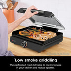 Ninja Sizzle Indoor Griddle, 14’’, Electric Grill, For Eggs, Burgers, Bacon, Pancakes, Veggies, and More, Nonstick, Dishwasher Safe, 500F, Even Cooking, GR100GDL (Renewed)
