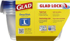 Glad GladWare Deep Dish Food Storage Containers with Lids, Large Rectangle BPA Free Plastic for Soups Salads and Meal Prep, Lock Tight Seal, Microwave Dishwasher Safe, 64 Oz, 3 Count - 6 Pack