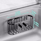 HapiRm Sink Caddy Sponge Holder - 2 Installation Ways Kitchen Sink Organizer with Smiley Face Sponge Holder, Stainless Steel Kitchen Caddy - Black