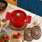 2 PCS Magnetic Wooden Trivets for Hot Pots and Pans with 4 Silicone Pot Handle Covers, Heat Resistant Acacia Wood Trivet for Dutch Ovens Hot Pots&Pans Cast Iron Skillet, for Mom Grandma