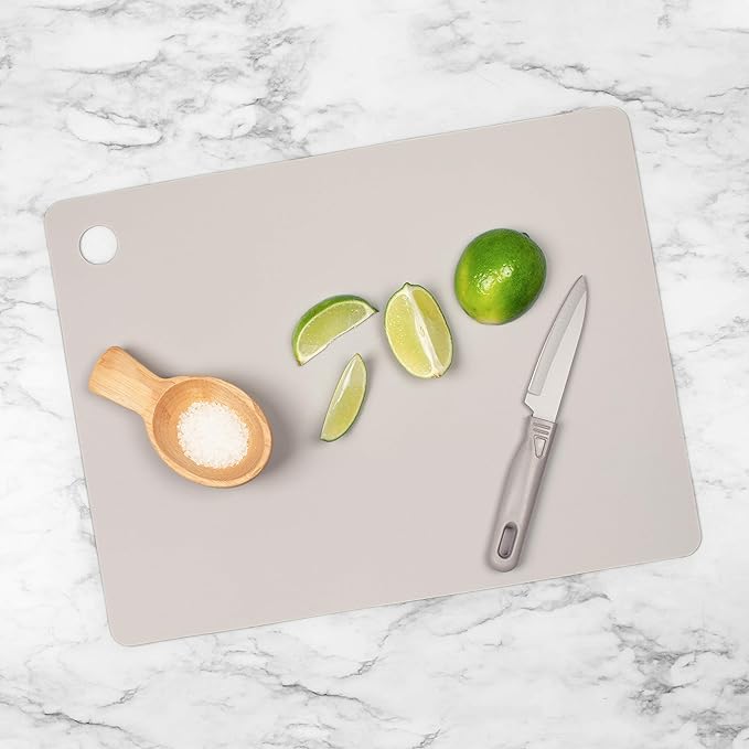 Tovolo Large Flexible Cutting Mats Set of 4 Chopping Boards for Meal Prep Cut Slice Dice Fruits Veggies & Meats, Easy Clean Dishwasher Safe Assorted Small Nylon Cutting Board Mat Set, 15" L X 11" W
