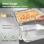 Thickened 20 Pack Heavy Duty Aluminum Pans with Lids, 9x13 Aluminum Foil Pans Disposable, Half Size Steam Table Foil Baking Tray for Cooking, Baking, Roasting & Chafing, Carton Packaging