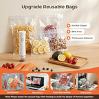 Handheld Vacuum Sealer for Food (Vacuum Sealer + 30 Reusable Bags) – Powerful Compact Food Sealer, Portable Vacuum Sealer for Kitchen, 10X Fresh Logner Seal Meal Saver