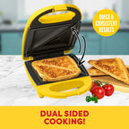 Nostalgia Oscar Mayer Sandwich Maker with Beverage Cooler Bag, 5-Inch Nonstick Cooking Surface with Indicator Lights and Lock Feature, Lunch and Beverage Tote Included, Yellow
