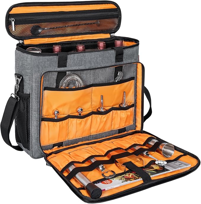 Bartender Kit, 11-Piece Cocktail Shaker Set with Bartender Travel Carrying Bag(Grey)