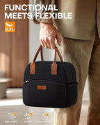 HOTOR Lunch Bag for Women & Men - Wear-Resistant Insulated Lunch Box with Large Capacity, Multi-Functional Cooler Bag for Office, Picnic, Black, 10L,10.60" x 5.90" x 9.50"