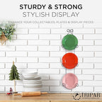 TRIPAR Vertical Wall Plate Rack, Black Display (3 Tiers) - Lightweight & Durable - Contains 3 Non-Adjustable Brackets - Elegantly Display Plates, Tiles, Artwork, & More