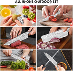 MOSFiATA Kitchen Knife Set, 10 Pcs Japanese Stainless Steel Knife Sets for Kitchen with Oxford cloth storage bag with Knife Sharpening Rod, Dishwasher Safe, For Outdoor