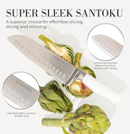 Styled Settings White Knife Set with Block and Sharpener – 14-Piece High Carbon Stainless Steel Knives with Ashwood Block and Built-In Sharpener – Durable White Kitchen Accessories for Cooking