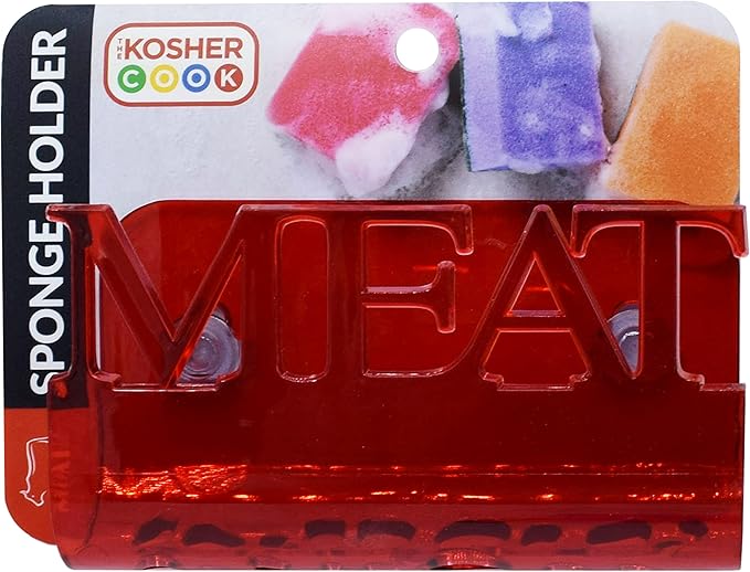 Meat Red Sponge Holder With Suction Cup Mounts - Sink Insert to Hold Scouring Pads and Scrubbers - Color Coded Kitchen Tools by The Kosher Cook