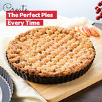 Tart Pan 11 Inch Removable Bottom- Carbon Steel Deep Quiche Pan, Rust, & Temperature Resistant 550-600 °F– Non-Stick, Perfect for Baking Fruit Tarts, Quiches & Dessert