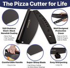 KitchenStar 18-Inch Pizza Cutter Rocker Blade - Sharp Stainless Steel Slicer Knife, Protective Cover, Black, Extra Large - Commercial Pizza Oven Accessories
